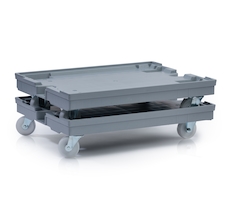 Transportroller 80 x 60 2 lenkbare + 2 feste PP-Rollen mit Bremse